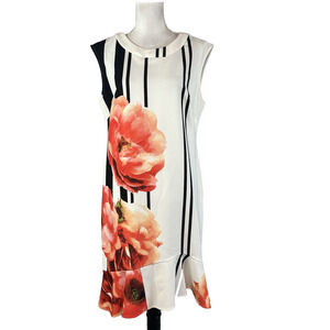 LABEL by 5 twelve Neiman March Dress size 12 Coral Floral Pencil Knee Wedding